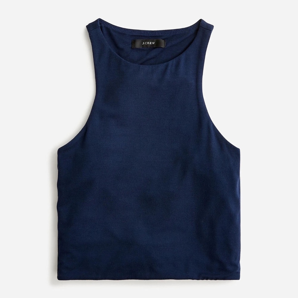 JCrew Formknit high neck cropped cutaway tank - Navy size M